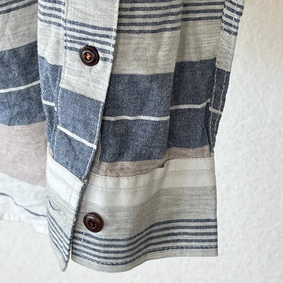 Lucky Brand Classic Fit Boardwalk Stripe Button Down Cotton Long Sleeve - Picture 7 of 10